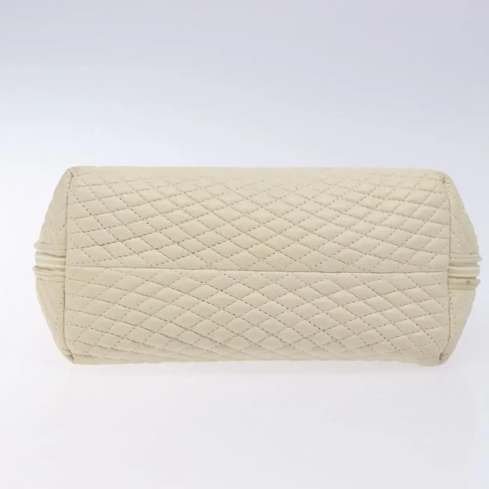 Bally Leather Handbag White Gold Cream